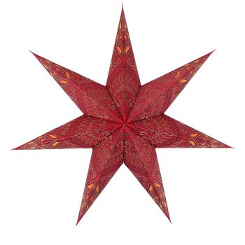 Khidki Rot mit rotem Glitter, 7 Zacken , 60cm